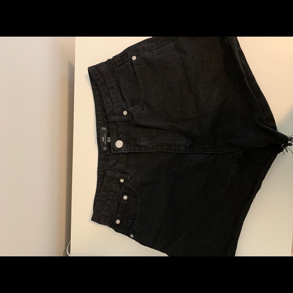Black denim shorts
